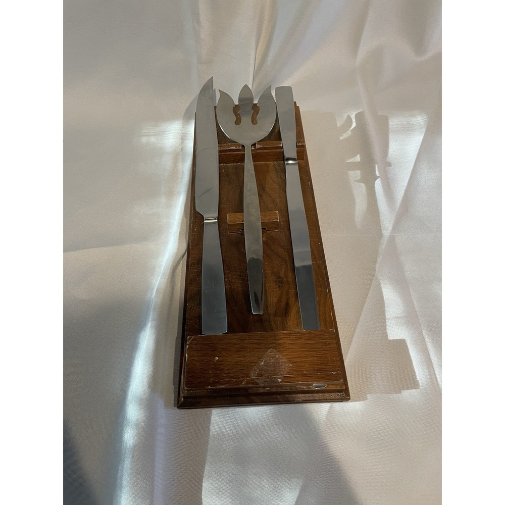 Vintage‎ B&B Italy Serving Set Wood Tray Mid Century Modern 3pc